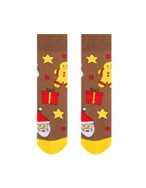 Veselé ponožky "Vánoční čas je Christmas time" - hnědé dětské