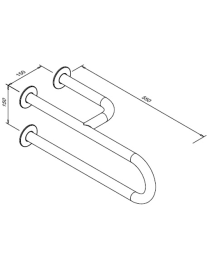 Pevné madlo pro osoby se zdravotním postižením, 3-podpěrné, pravé, 550 mm, lesklé