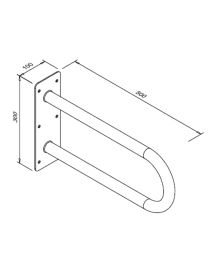 Pevné zakřivené madlo pro invalidy 500 mm matná nerezavějící ocel