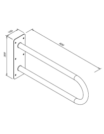 Pevné zakřivené madlo pro osoby se zdravotním postižením 600 mm z leštěné nerezavějící oceli
