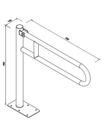 Madlo pro invalidy 700 mm z bílé oceli