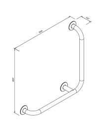 Madlo z leštěné nerezavějící oceli s úhlem 90° pro tělesně postižené