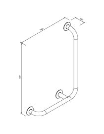 Pravoúhlé madlo pro osoby se zdravotním postižením 7/5 pravé 90° lesklé z nerezavějící oceli
