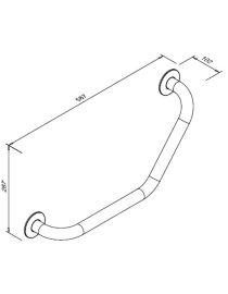 Madlo z leštěné nerezavějící oceli s úhlem 130° pro osoby se zdravotním postižením