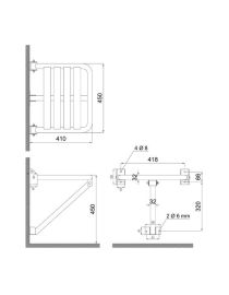 Skládací sprchové sedátko s podpěrami, matná nerezavějící ocel