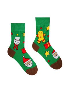 Veselé ponožky "Vánoční čas je christmas time" - zelené dětské