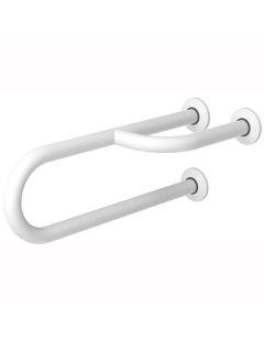Pevné madlo pro osoby se zdravotním postižením, 3-podpěrné pravé, 600 mm, bílá ocel