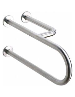 Pevné madlo pro osoby se zdravotním postižením, 3-podpěrné pravé, 550 mm, matná nerezavějící ocel