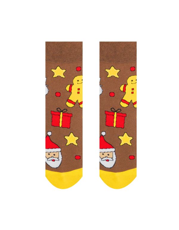 Veselé ponožky "Vánoční čas je Christmas time" - hnědé dětské