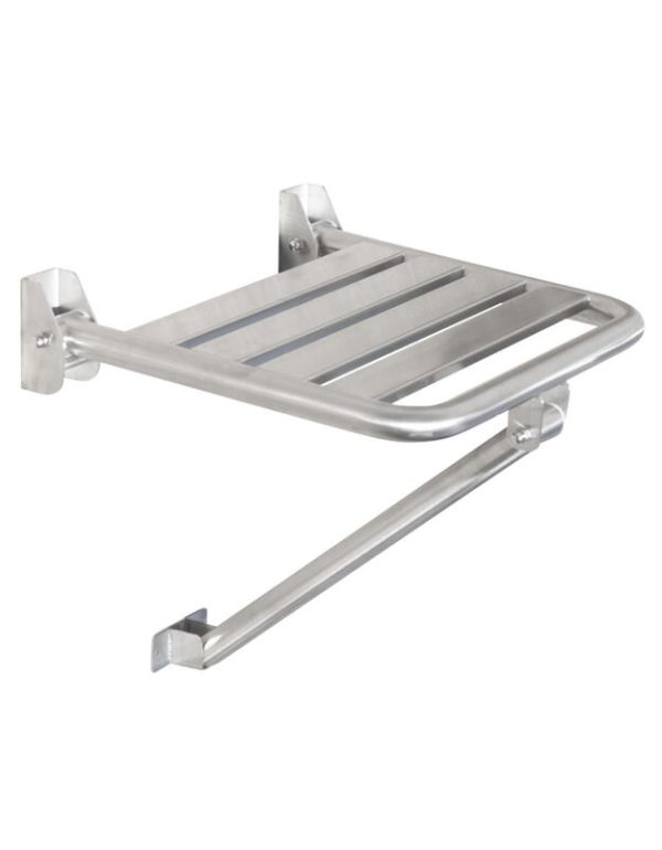 Skládací sprchové sedátko s podpěrami, matná nerezavějící ocel