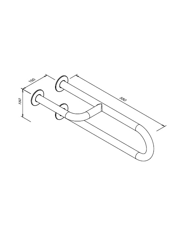 Pevné madlo pro osoby se zdravotním postižením, 3-podpěrné, levé, 550 mm, lesklá nerezová ocel