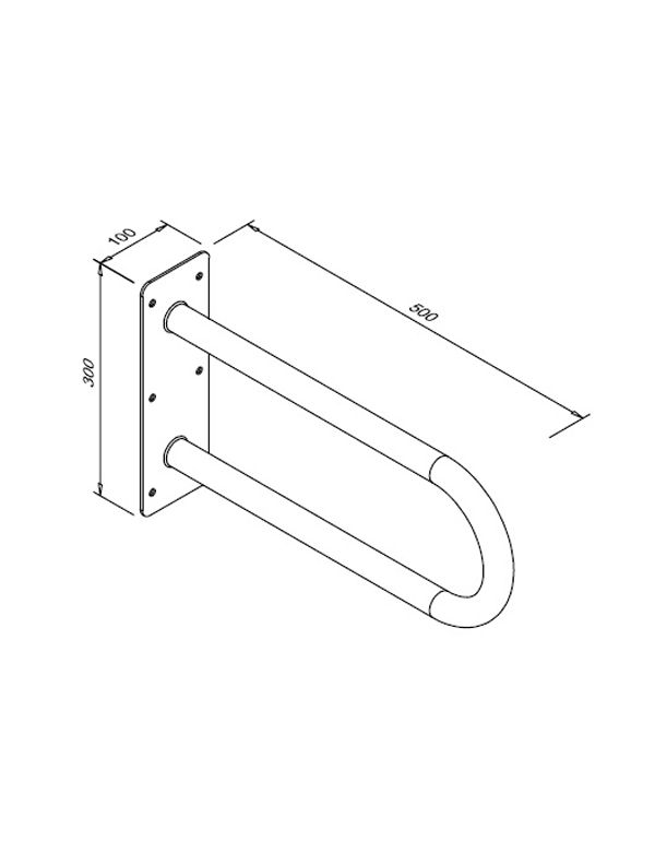 Pevné zakřivené madlo pro invalidy 500 mm matná nerezavějící ocel