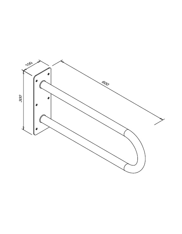 Pevné zakřivené madlo pro osoby se zdravotním postižením 600 mm z leštěné nerezavějící oceli