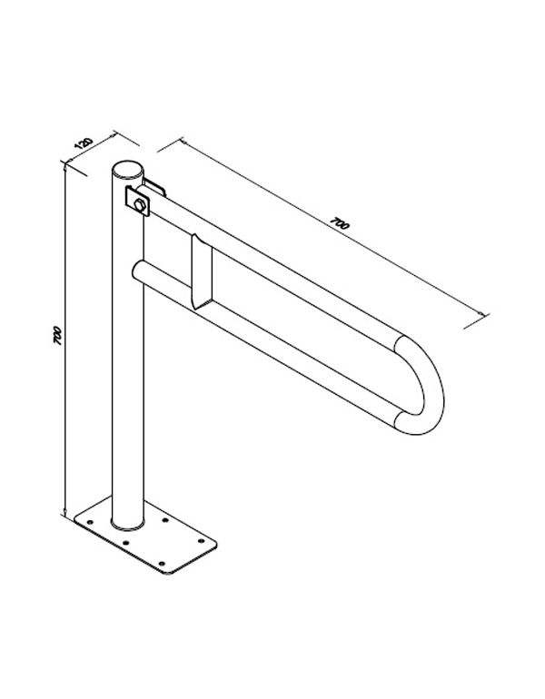 Madlo pro invalidy 700 mm z bílé oceli