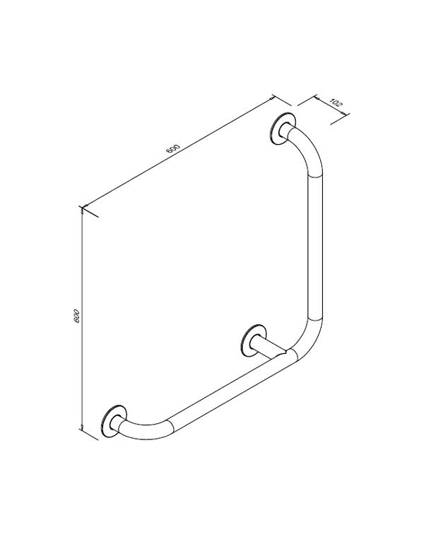 Levé madlo pro tělesně postižené s úhlem 90°, lesklý nerez 7/5