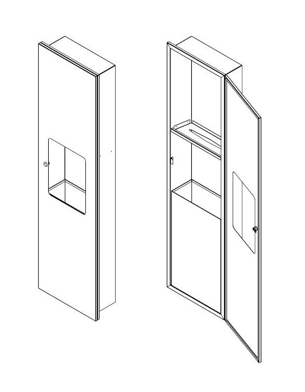 Vestavěná souprava Faneco HIT; Zásobník papírových utěrek ZZ 400 listů + skrytý koš 20 l